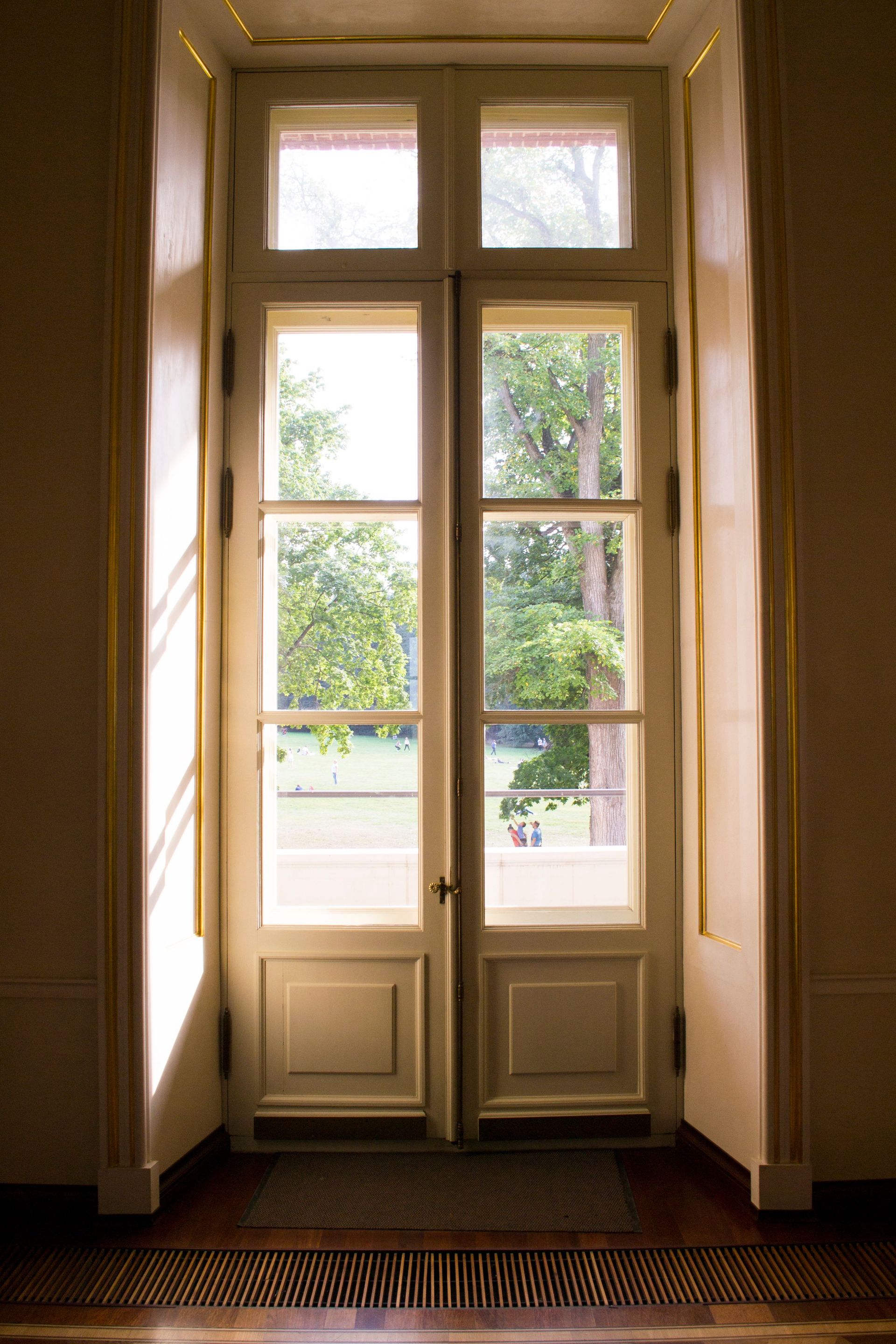 Beautiful glass door with garden view emphasizing light and tranquility.